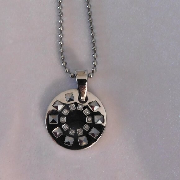 Men's Simmons Stainless Steel Necklace with 10 Diamonds - Picture 1 of 5